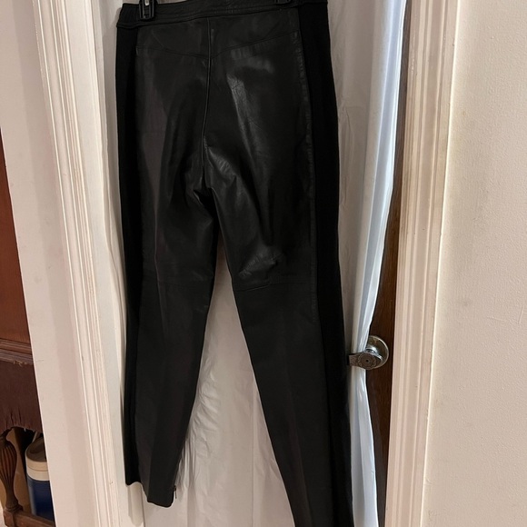 Easy riders black 100% leather biker pants zipper legs knit sides size xl - Picture 5 of 6